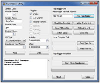 Figure 11: Slurry flow meter variable setup